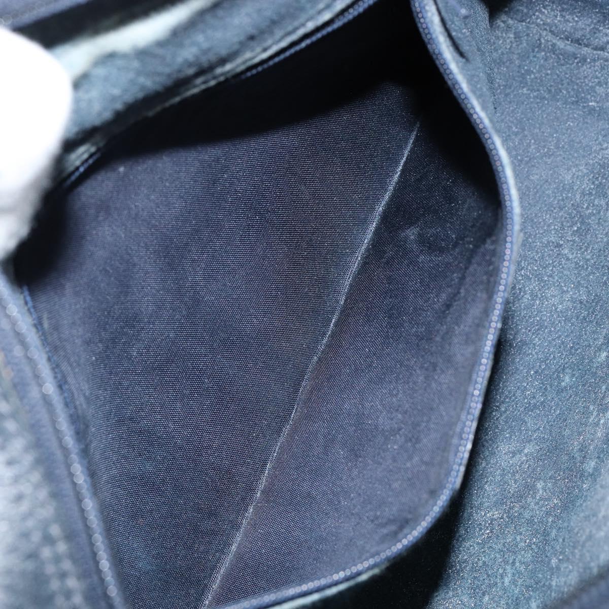 GUCCI GG Supreme Sherry Line Shoulder Bag PVC Navy Gold Auth 148163