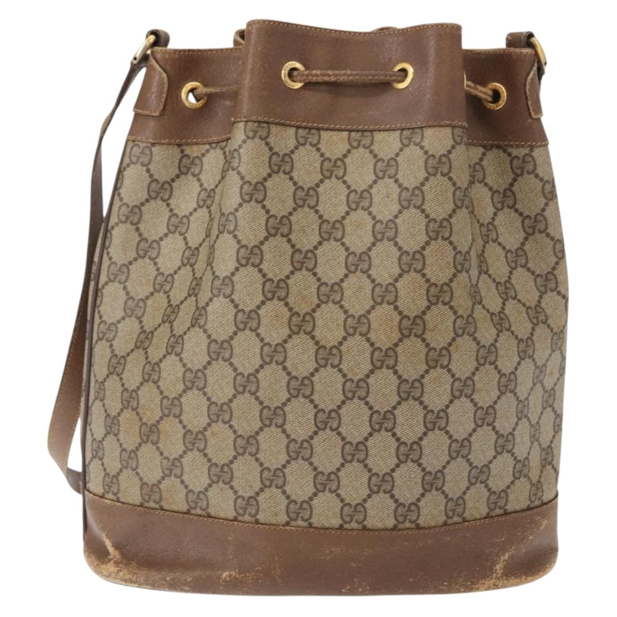 GUCCI GG Supreme Web Sherry Line Bag PVC Beige Gold 41 02 085 Auth 148164