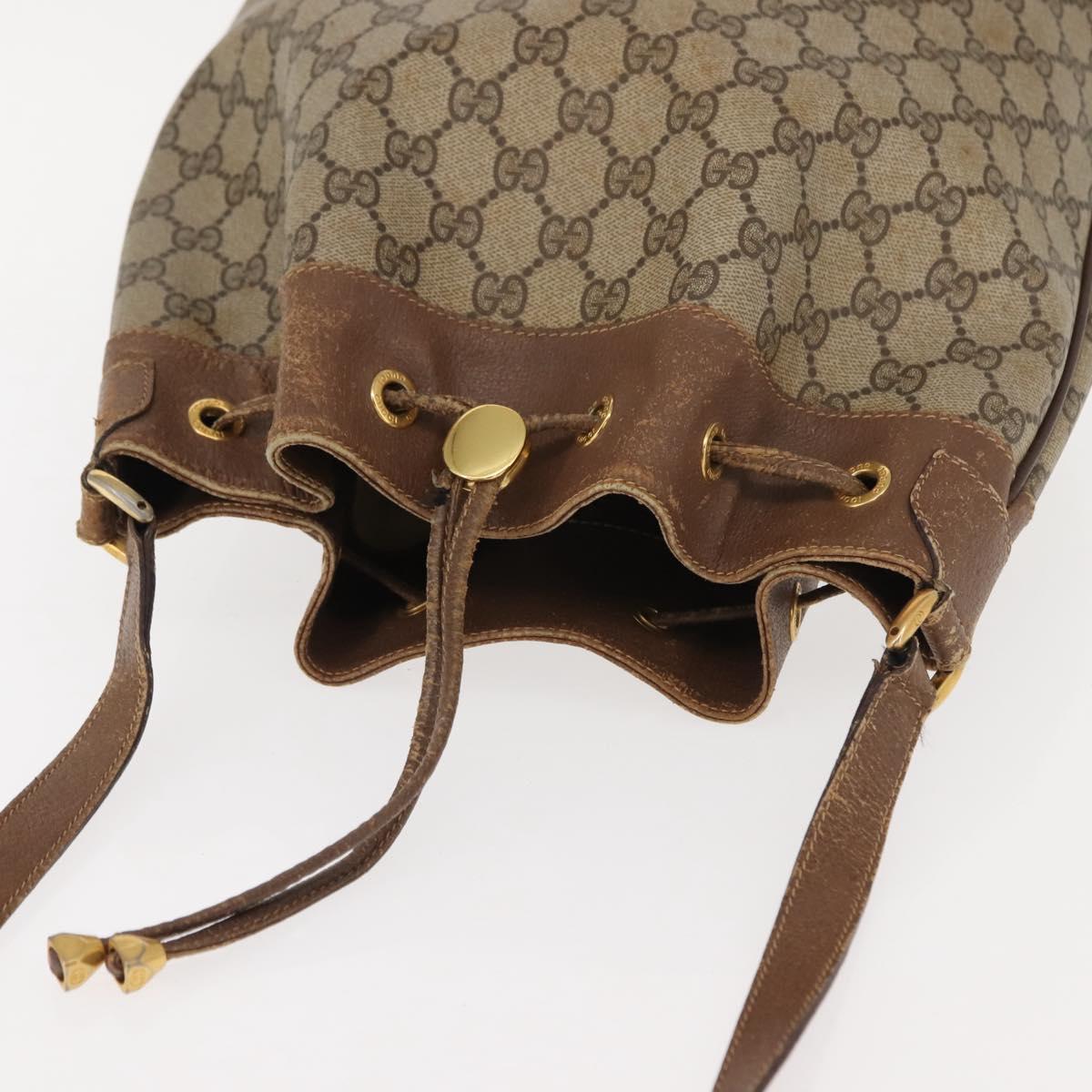GUCCI GG Supreme Web Sherry Line Bag PVC Beige Gold 41 02 085 Auth 148164