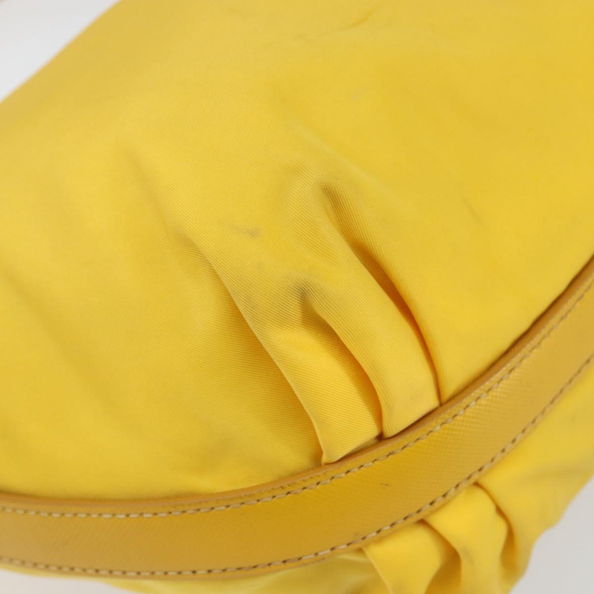 PRADA Shoulder Bag Nylon Yellow Silver Auth 148171