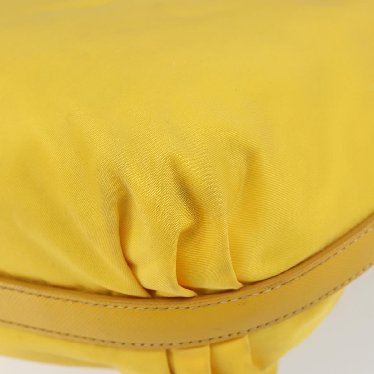PRADA Shoulder Bag Nylon Yellow Silver Auth 148171