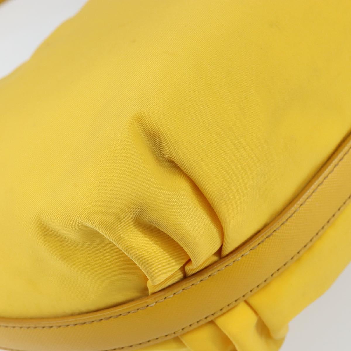 PRADA Shoulder Bag Nylon Yellow Silver Auth 148171
