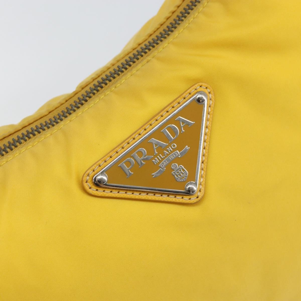 PRADA Shoulder Bag Nylon Yellow Silver Auth 148171
