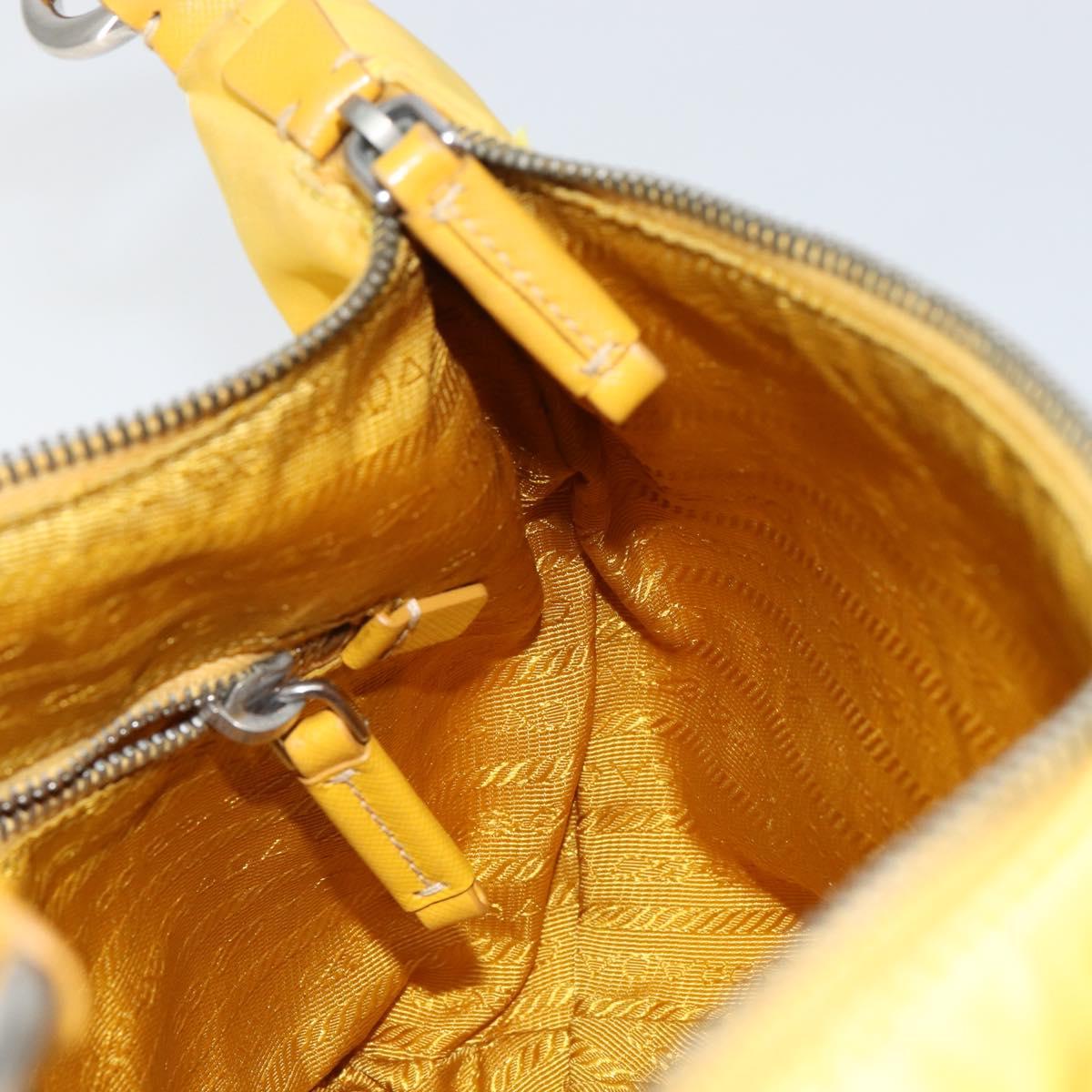 PRADA Shoulder Bag Nylon Yellow Silver Auth 148171