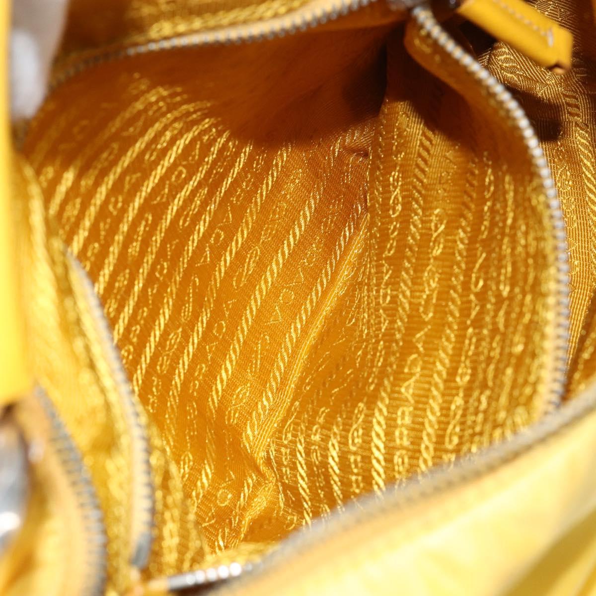 PRADA Shoulder Bag Nylon Yellow Silver Auth 148171