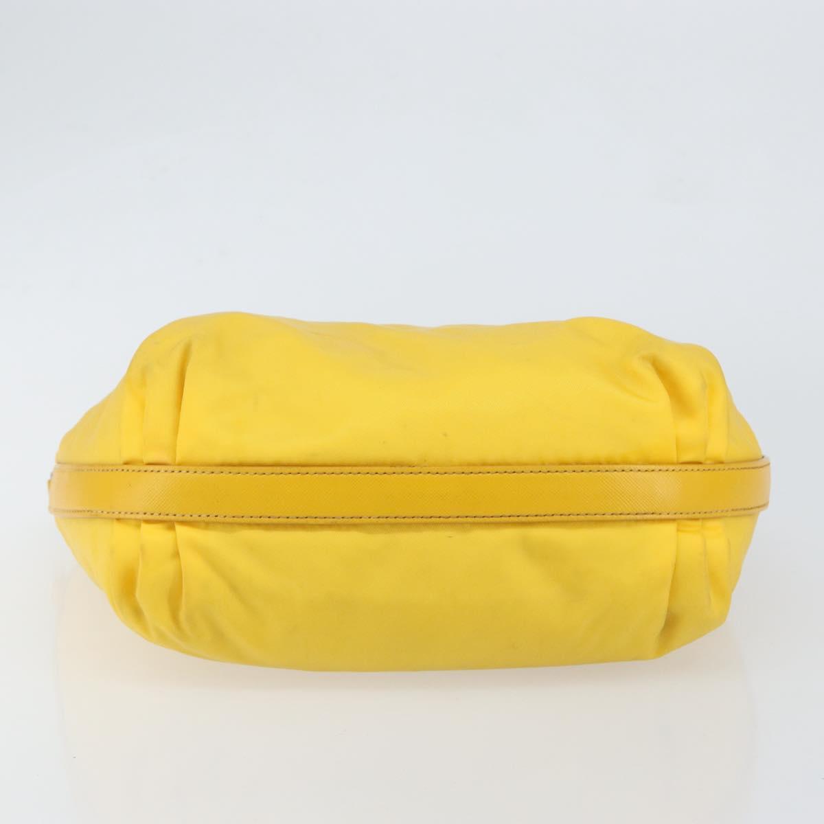 PRADA Shoulder Bag Nylon Yellow Silver Auth 148171