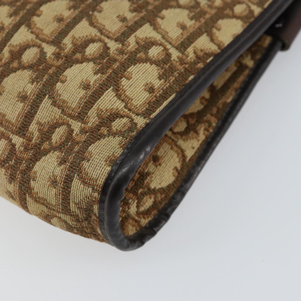 Christian Dior Trotter Canvas Shoulder Bag Beige Gold Auth 148173