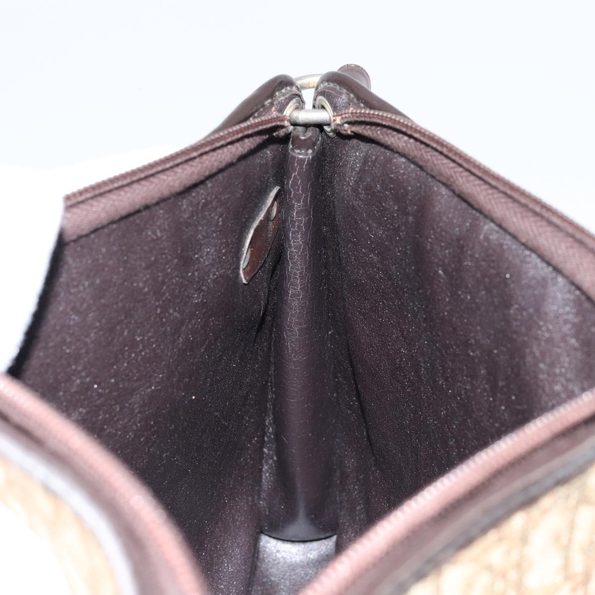 Christian Dior Trotter Canvas Shoulder Bag Beige Gold Auth 148173