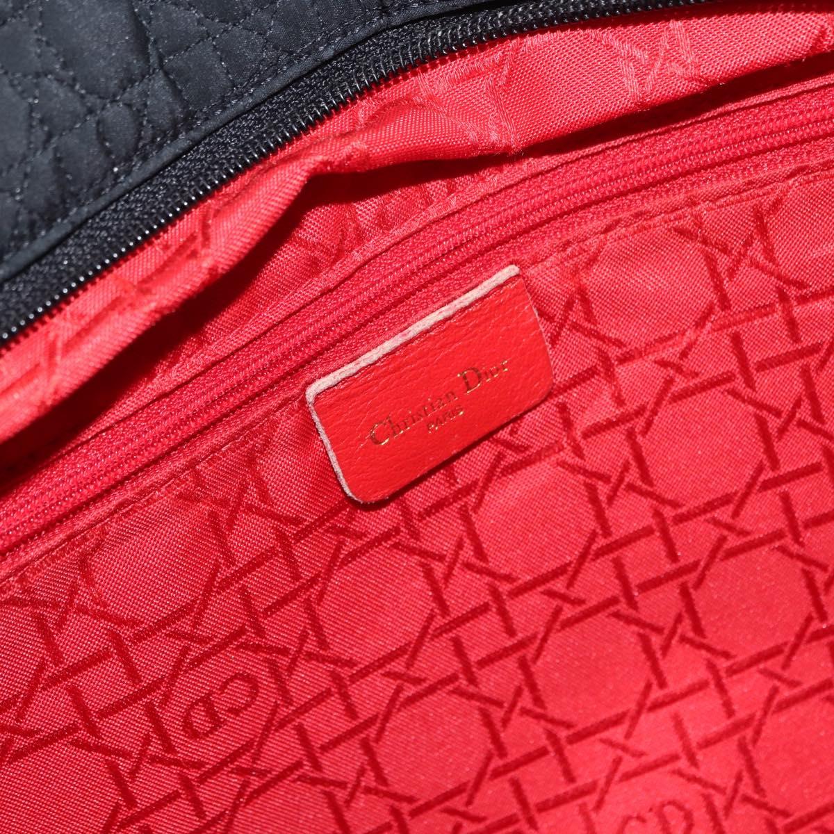 Christian Dior Canage Tote Bag Nylon Black Gold Auth 148174