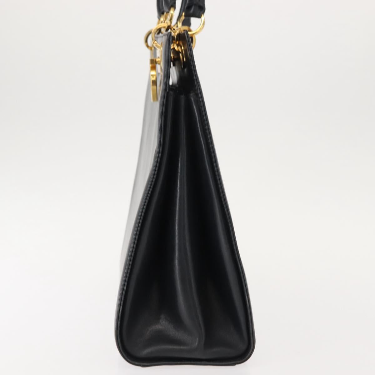 Salvatore Ferragamo Gancini Shoulder Bag Leather Navy Gold Auth 148175