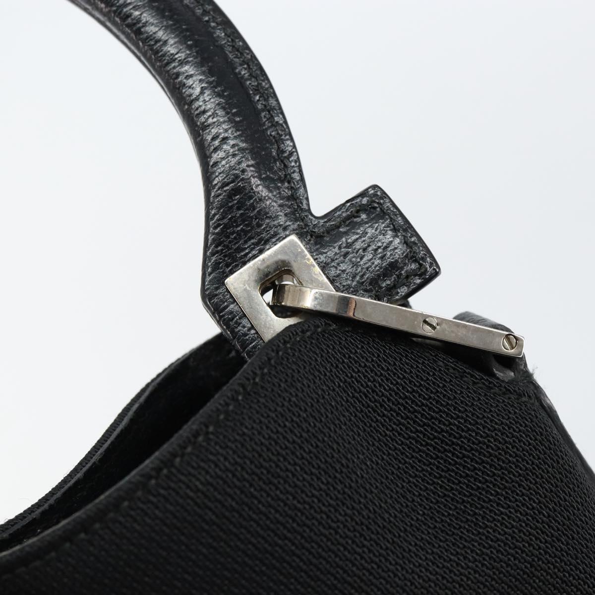 Salvatore Ferragamo Hand Bag Nylon Leather Black Silver Auth 148177