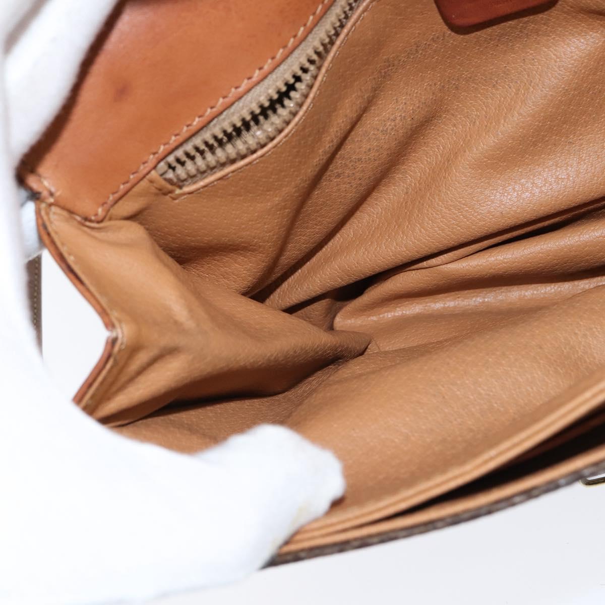 CELINE Macadam Canvas Shoulder Bag PVC Leather Brown Gold Auth 148183