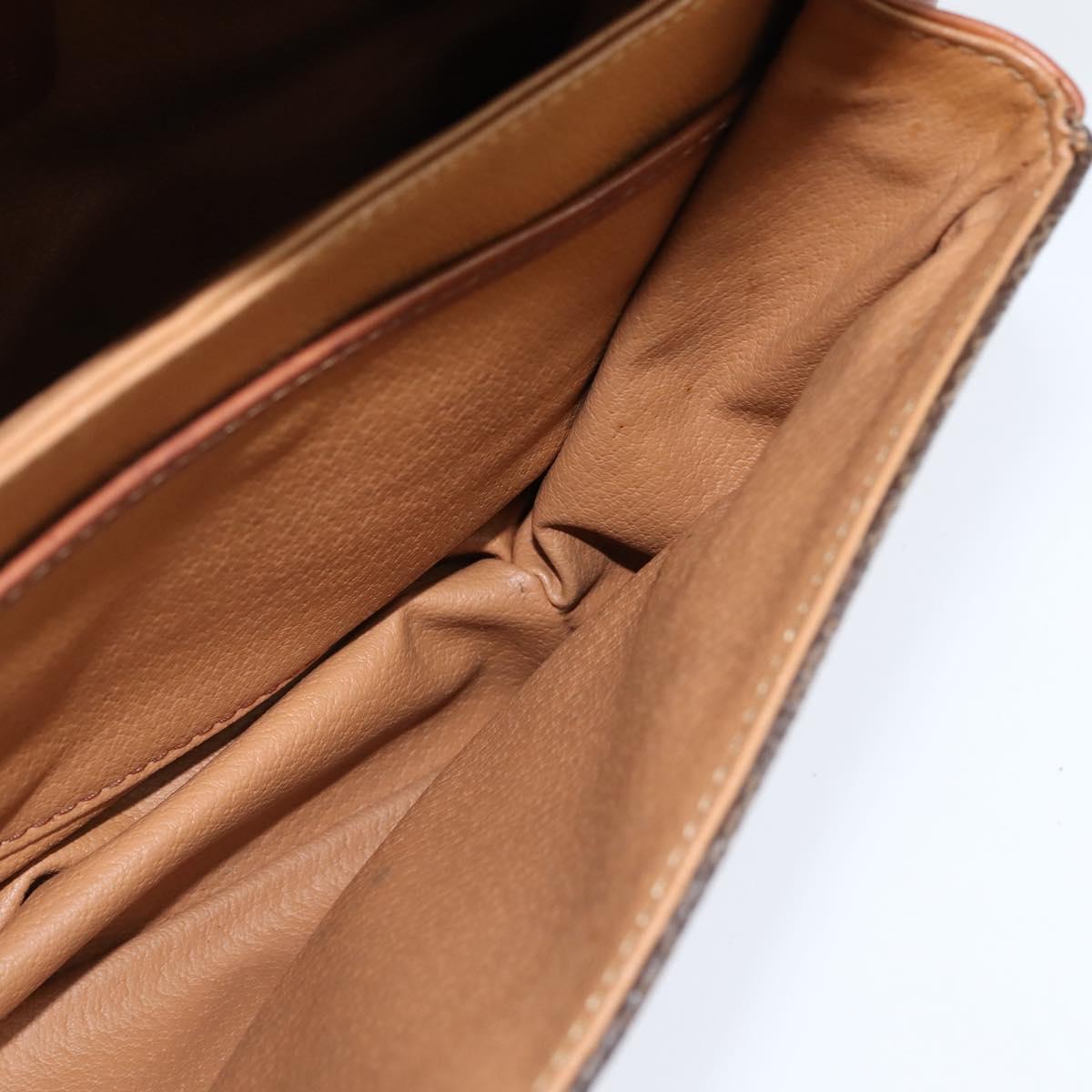 CELINE Macadam Canvas Shoulder Bag PVC Leather Brown Gold Auth 148183