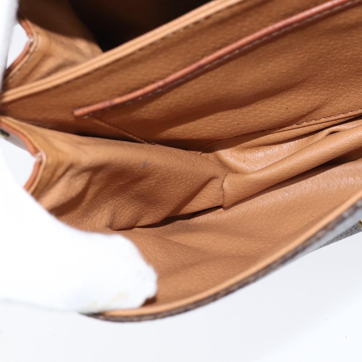 CELINE Macadam Canvas Shoulder Bag PVC Leather Brown Gold Auth 148183