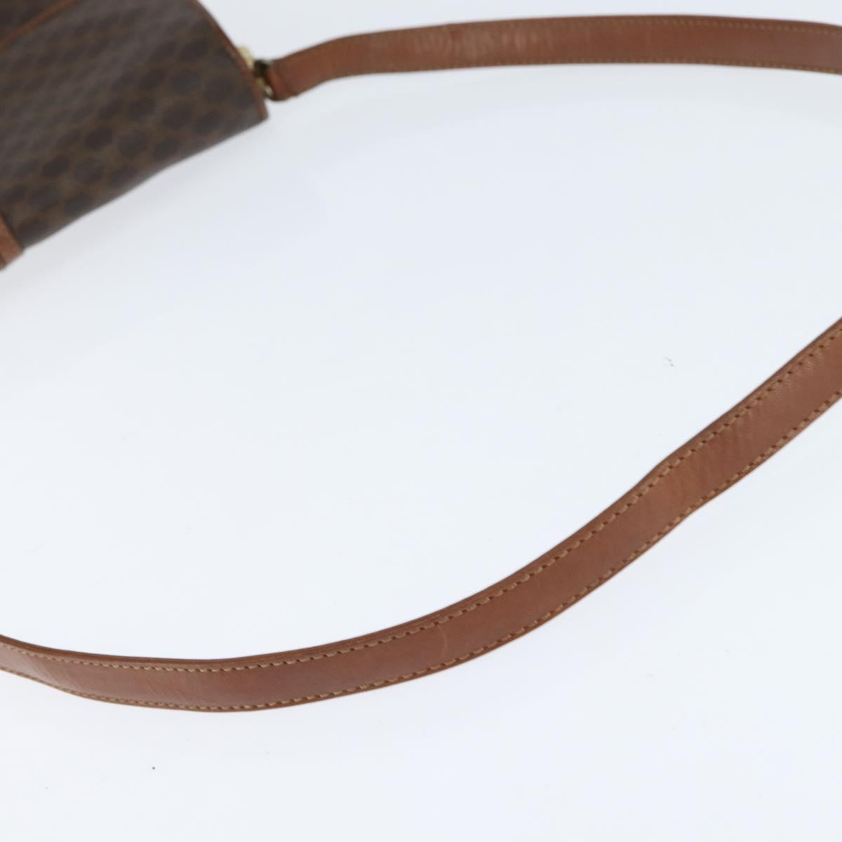 CELINE Macadam Canvas Shoulder Bag PVC Leather Brown Gold Auth 148183