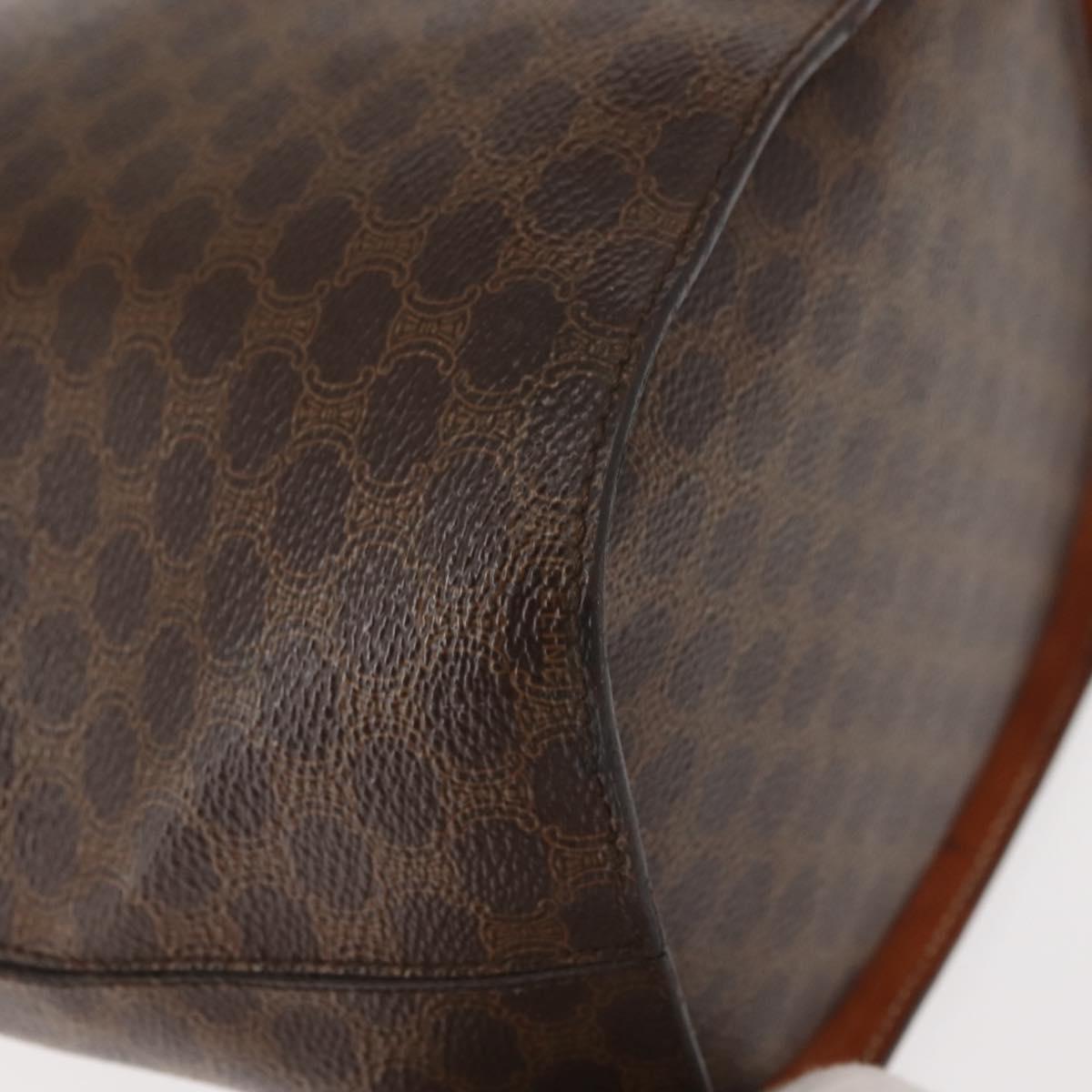 CELINE Macadam Canvas Circle Shoulder Bag PVC Leather Brown Gold Auth 148185