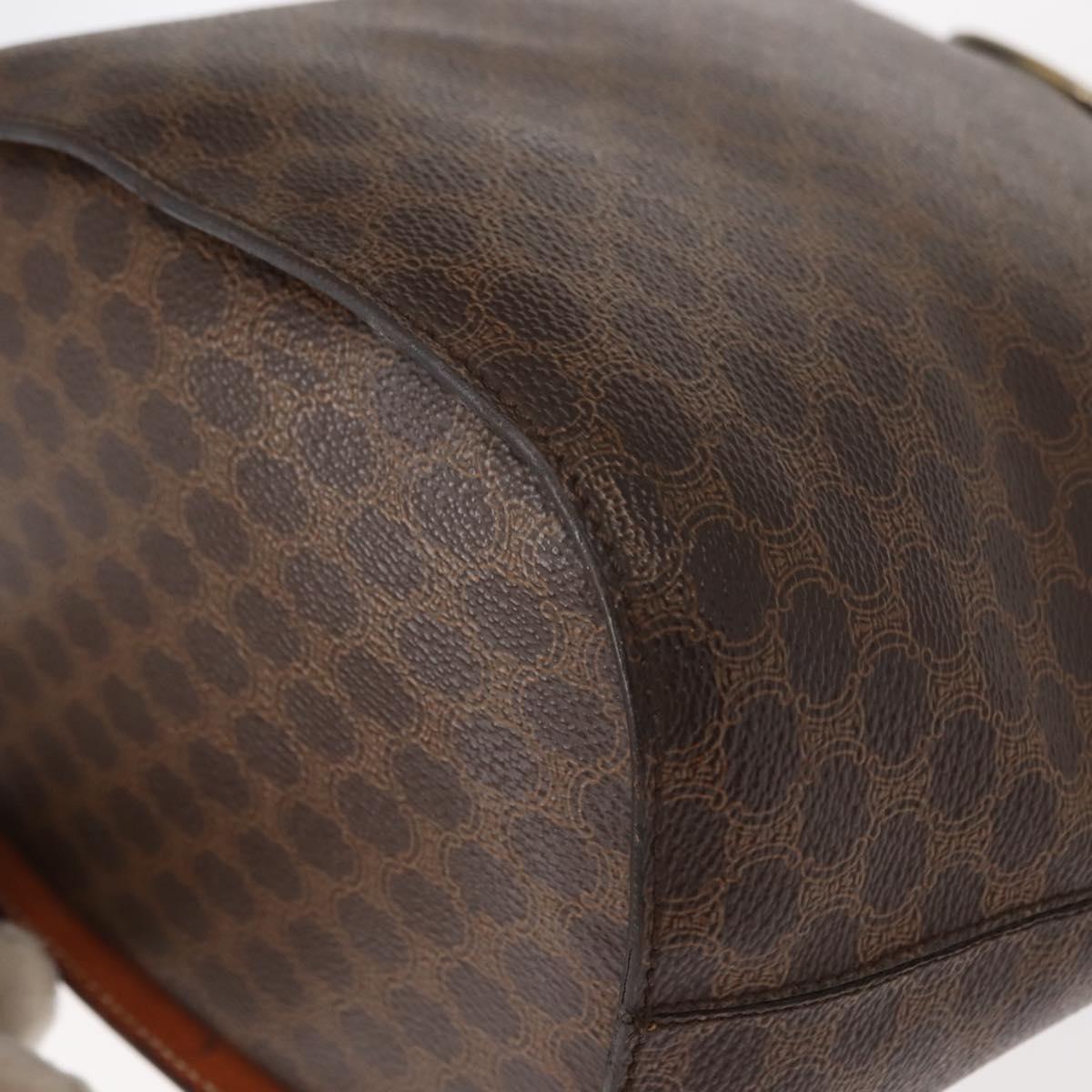 CELINE Macadam Canvas Circle Shoulder Bag PVC Leather Brown Gold Auth 148185