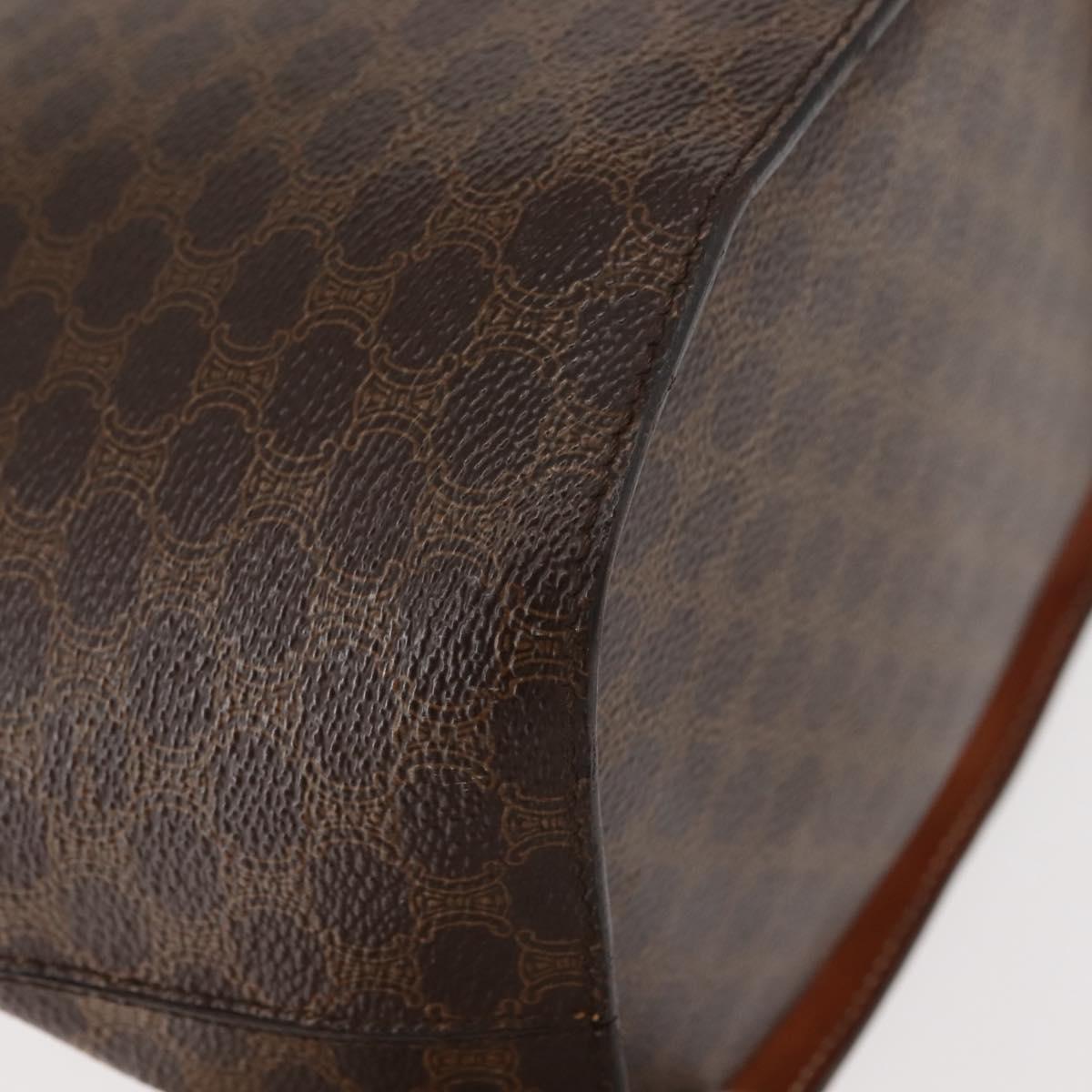 CELINE Macadam Canvas Circle Shoulder Bag PVC Leather Brown Gold Auth 148185