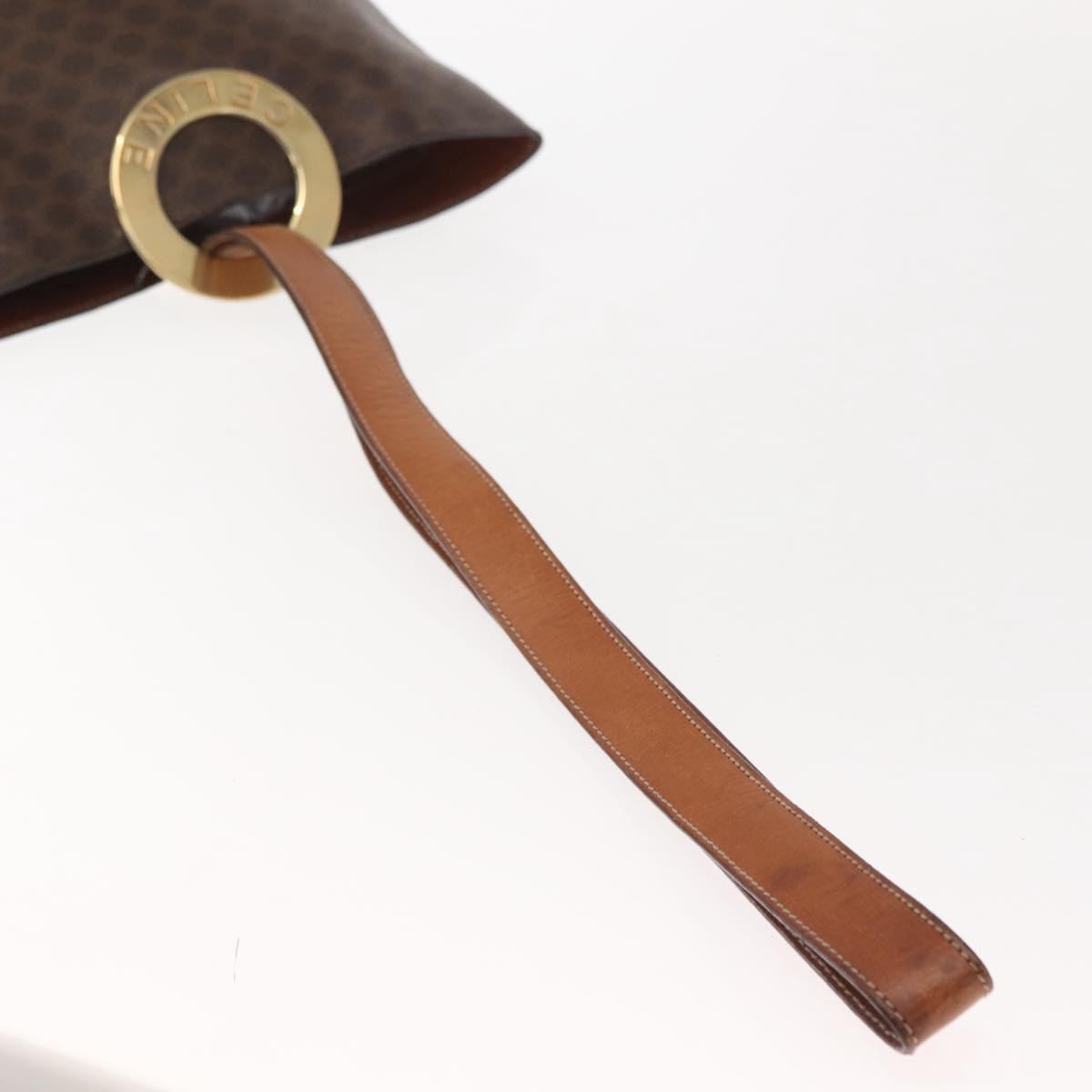 CELINE Macadam Canvas Circle Shoulder Bag PVC Leather Brown Gold Auth 148185