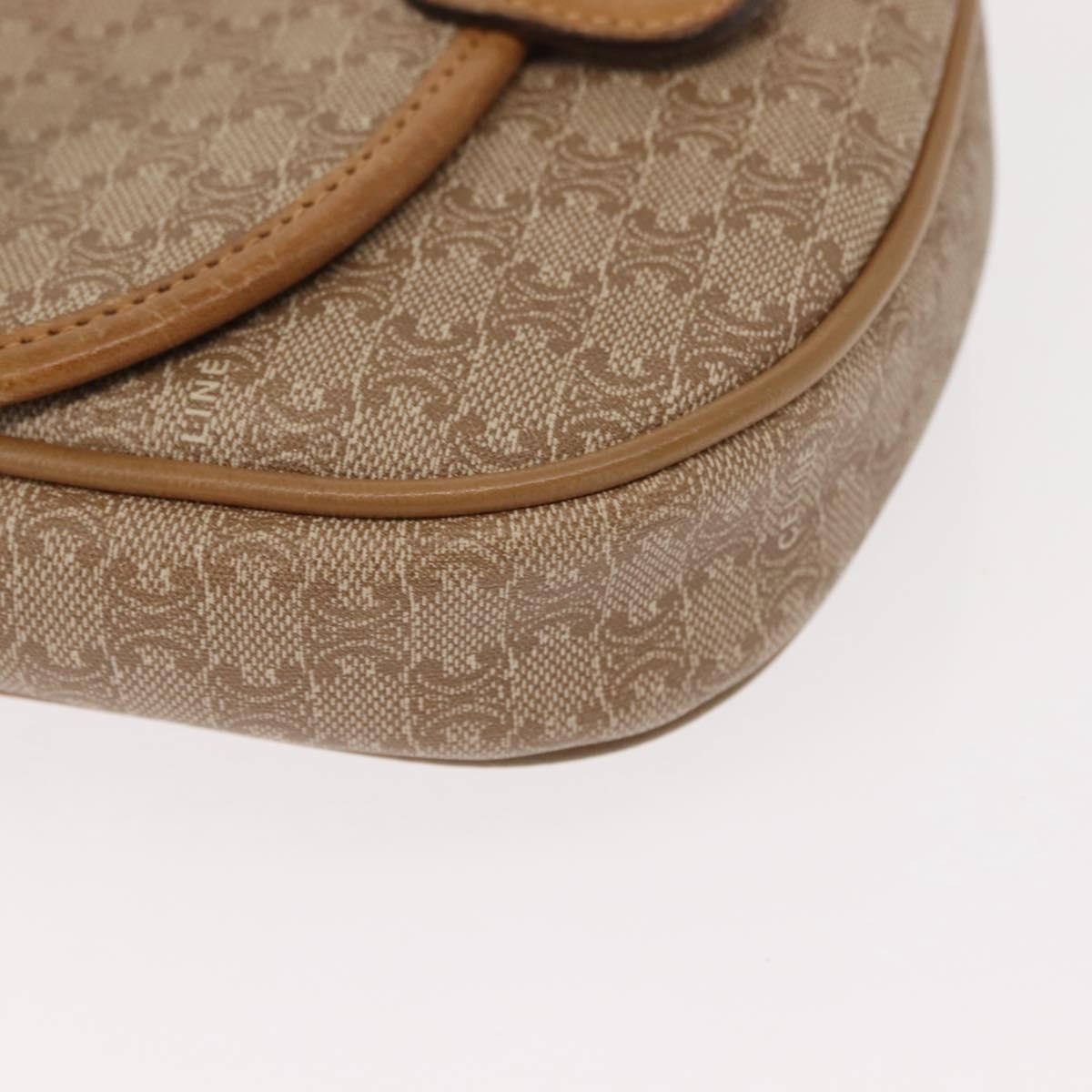 CELINE Macadam Canvas Shoulder Bag PVC Beige Gold Auth 148186