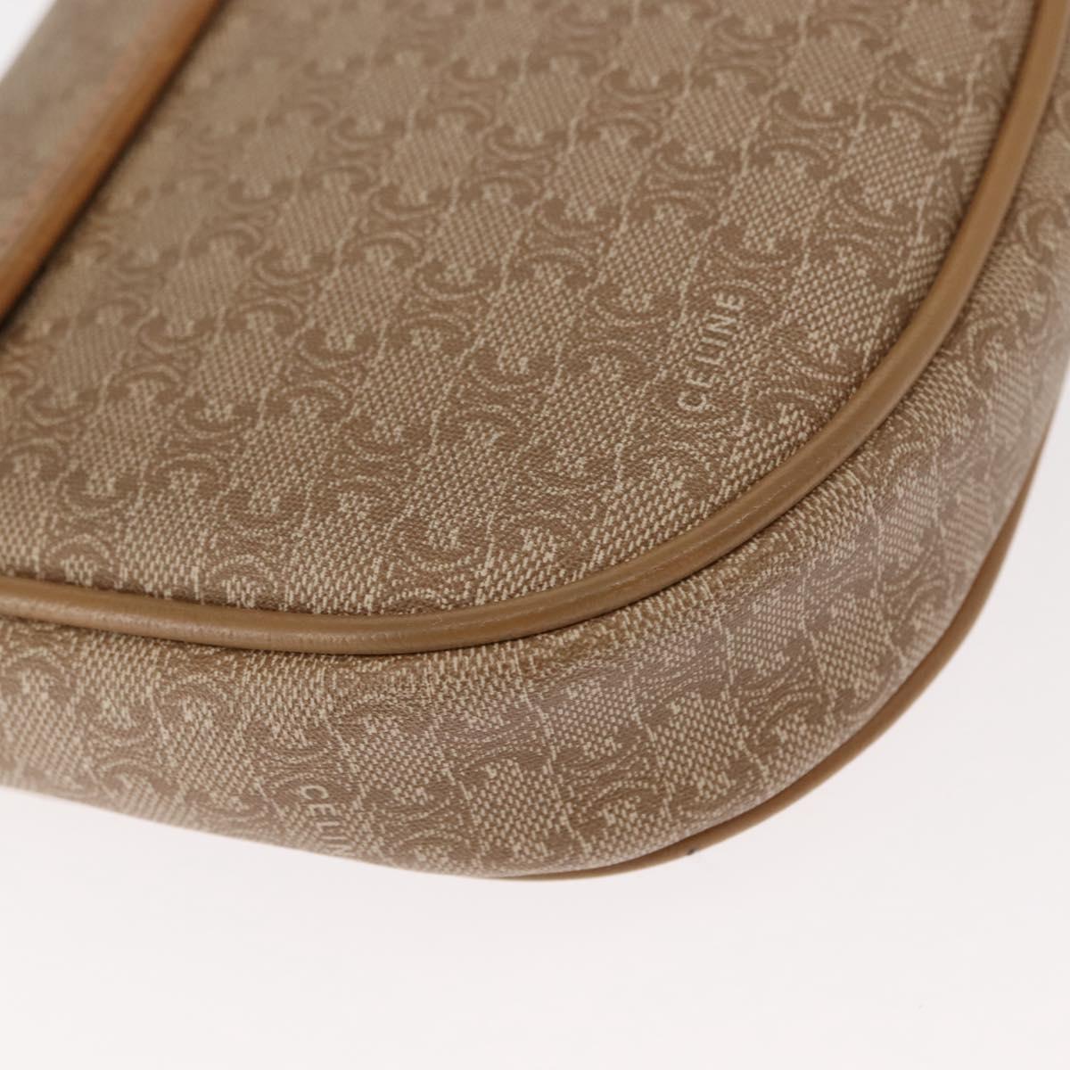 CELINE Macadam Canvas Shoulder Bag PVC Beige Gold Auth 148186