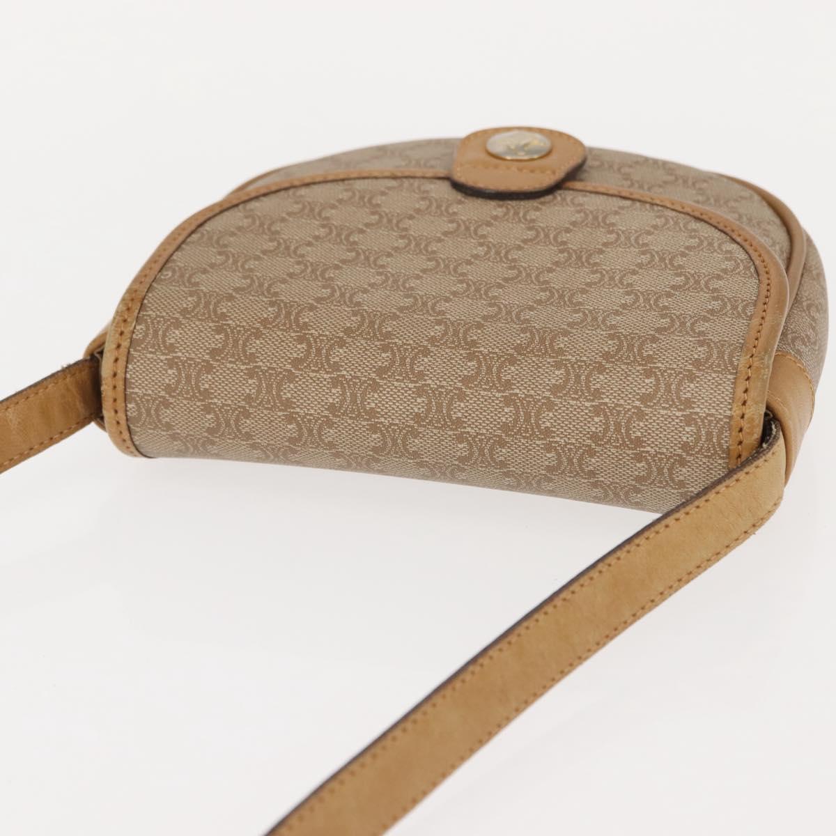 CELINE Macadam Canvas Shoulder Bag PVC Beige Gold Auth 148186