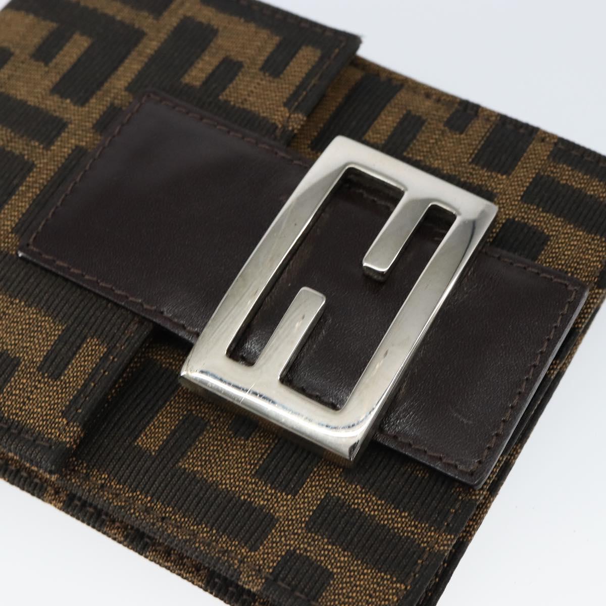 FENDI Zucca Canvas Mamma Baguette Shoulder Bag Black Brown Silver Auth 148188V