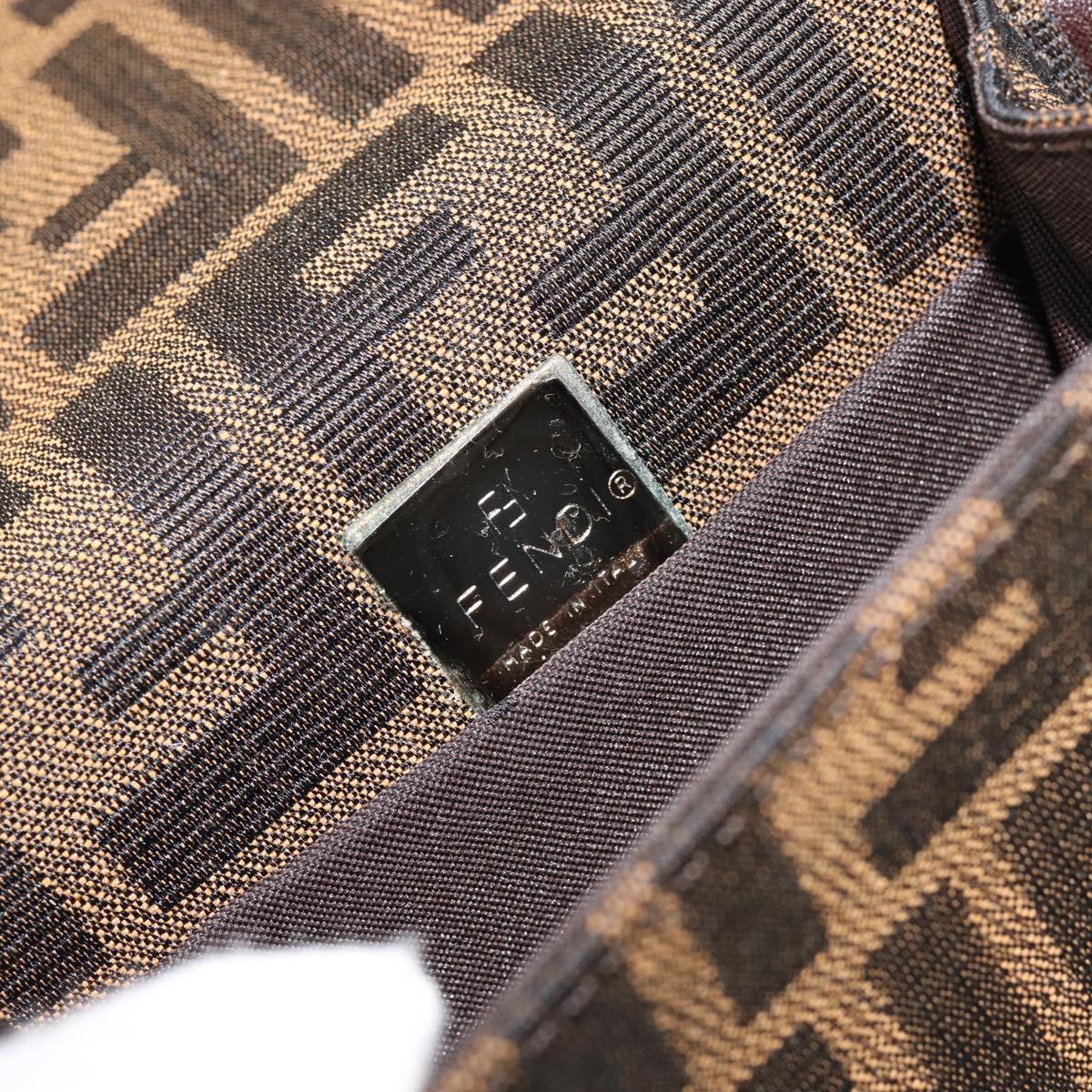 FENDI Zucca Canvas Mamma Baguette Shoulder Bag Black Brown Silver Auth 148188V