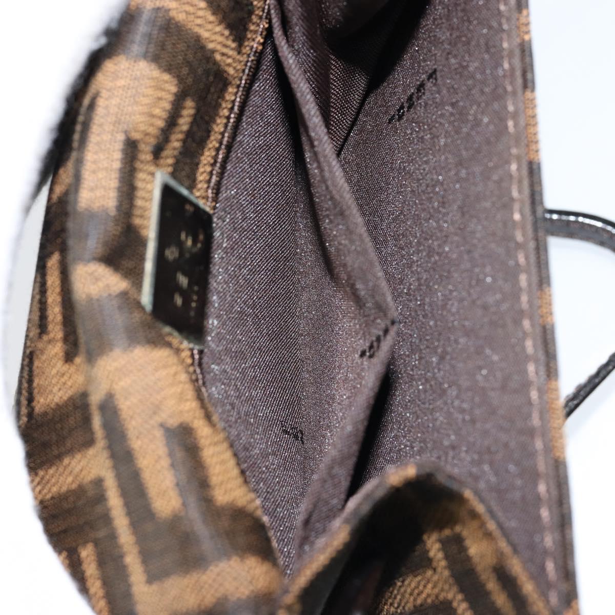 FENDI Zucca Canvas Mamma Baguette Shoulder Bag Black Brown Silver Auth 148188V