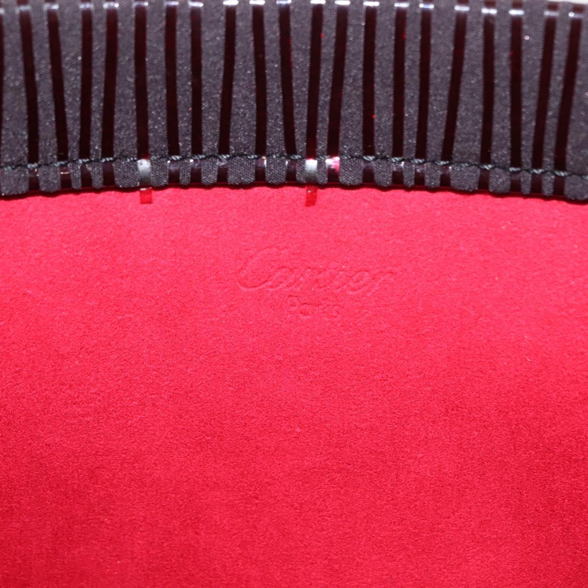 CARTIER Trinity Hand Bag Nylon Black Gold Auth 148194