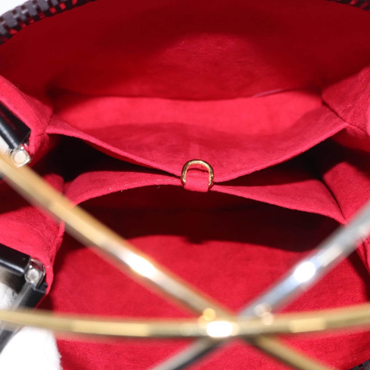 CARTIER Trinity Hand Bag Nylon Black Gold Auth 148194