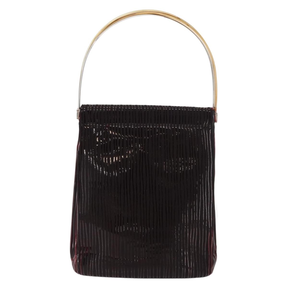 CARTIER Trinity Hand Bag Nylon Black Gold Auth 148194