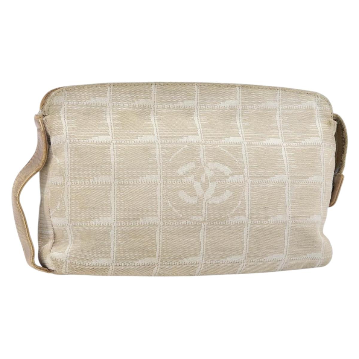 CHANEL New Travel Line Pouch Beige CC Auth 148196
