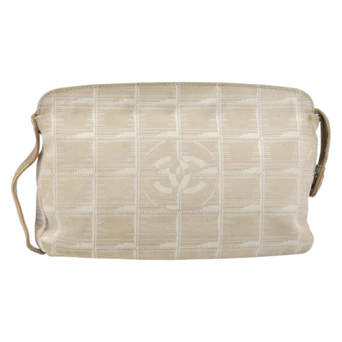 CHANEL New Travel Line Pouch Beige CC Auth 148196