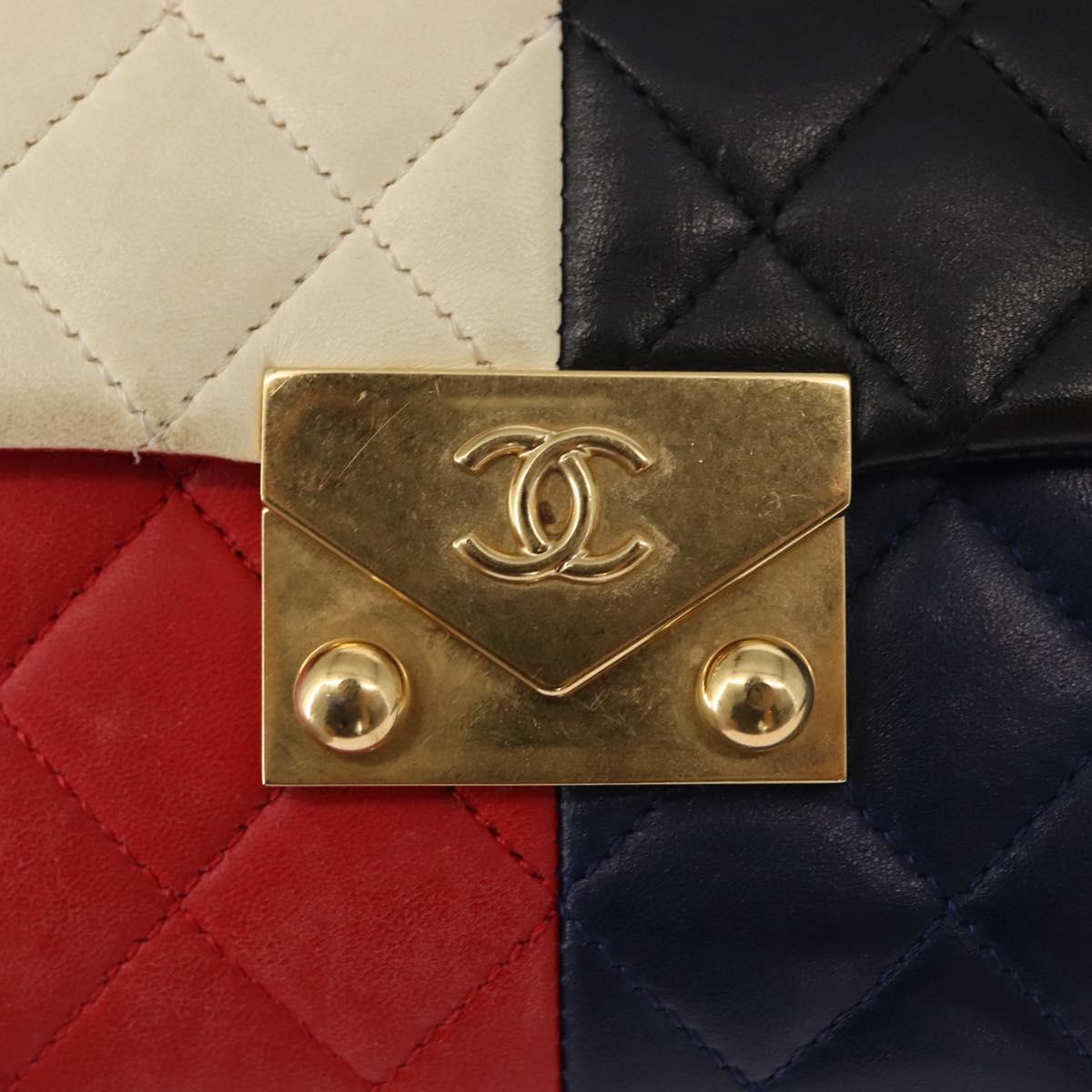 CHANEL Matelasse Chain Pagoda Bag Lamb Skin Multicolor Gold CC Auth 148199