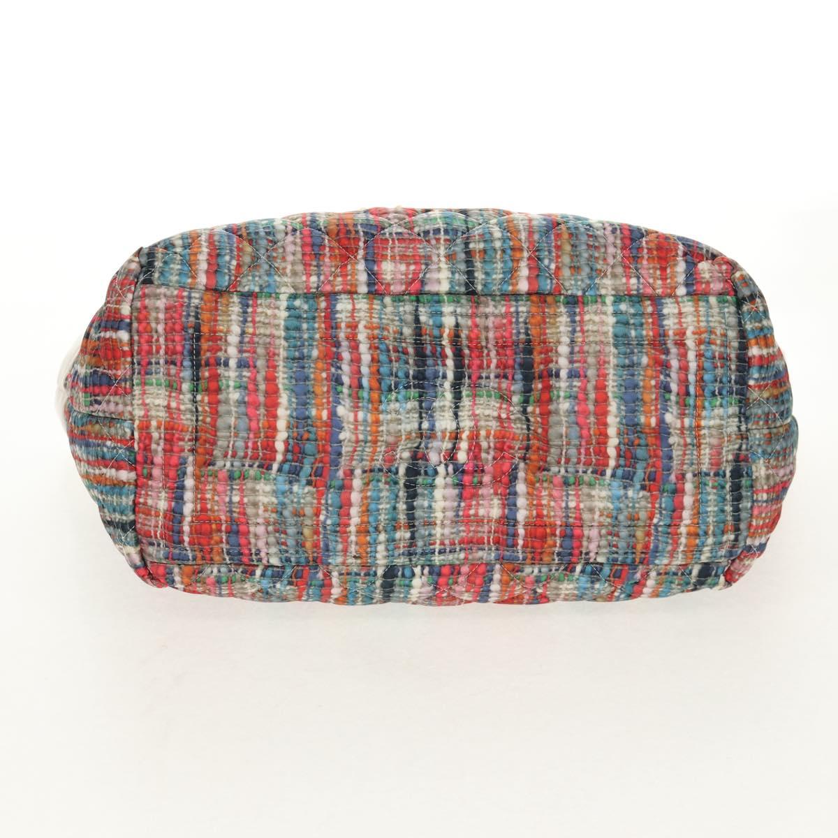 CHANEL Cococoon Tote Bag Nylon White Silver CC Auth 148203V