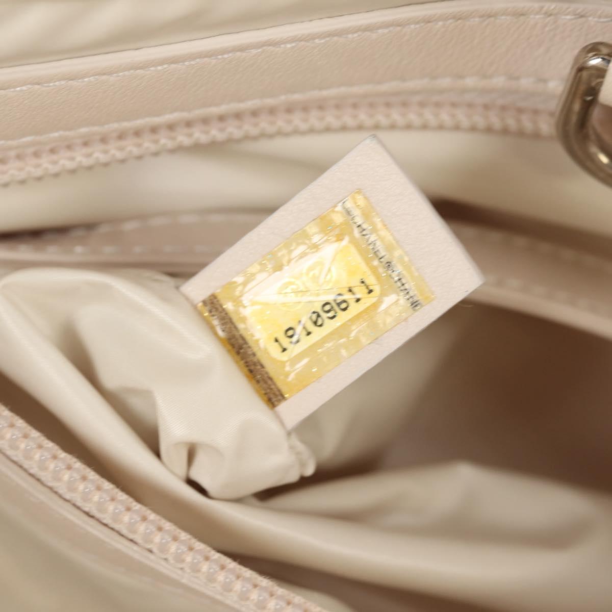 CHANEL Cococoon Tote Bag Nylon White Silver CC Auth 148203V