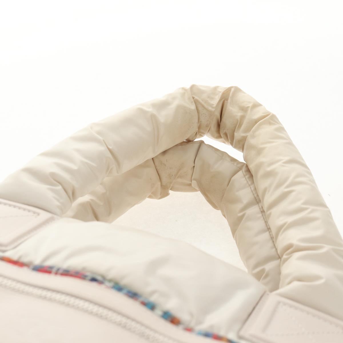 CHANEL Cococoon Tote Bag Nylon White Silver CC Auth 148203V