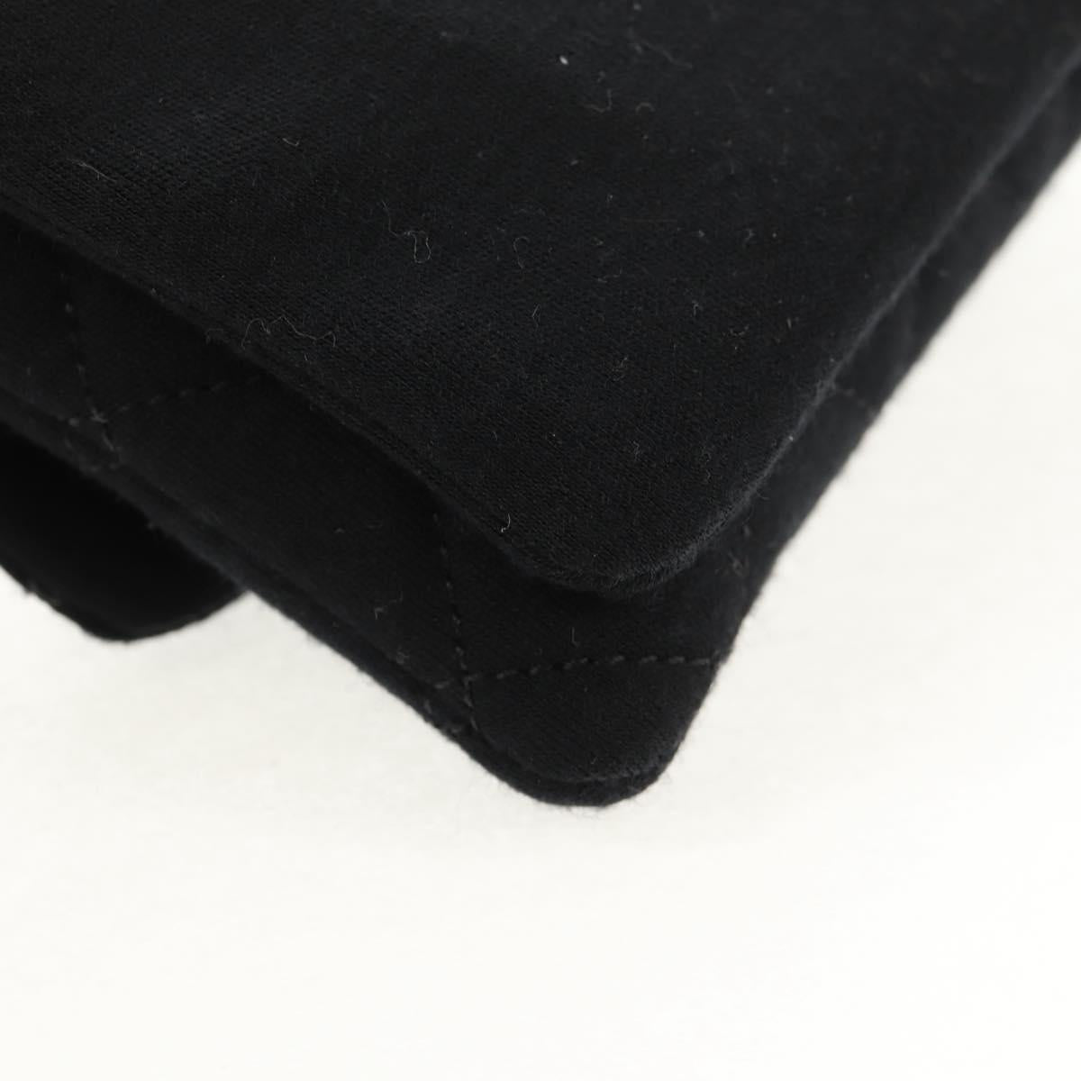 CHANEL Chain Shoulder Bag Cotton Black Silver CC Auth 148204V