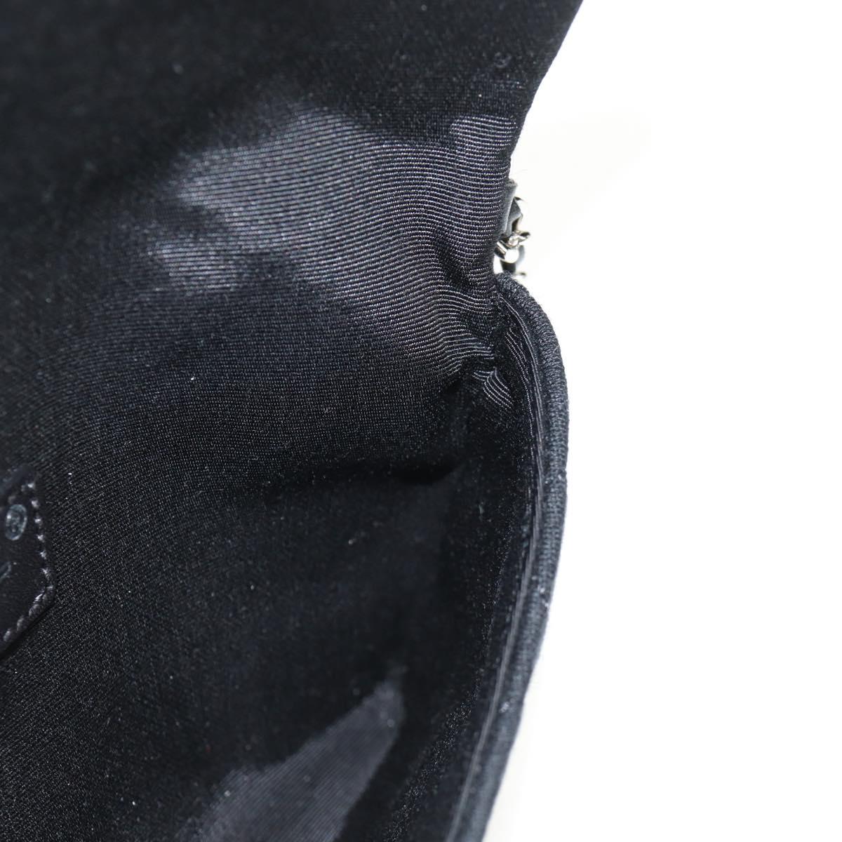 CHANEL Chain Shoulder Bag Cotton Black Silver CC Auth 148204V