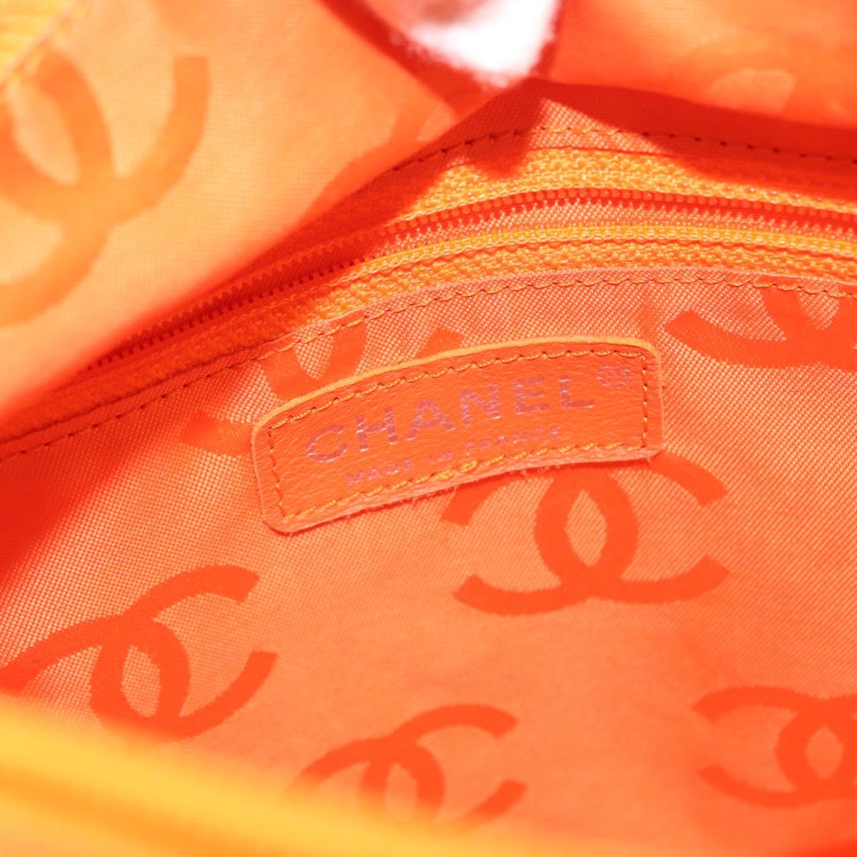 CHANEL Cambon Line Tote Bag Lamb Skin White Silver CC Auth 148211