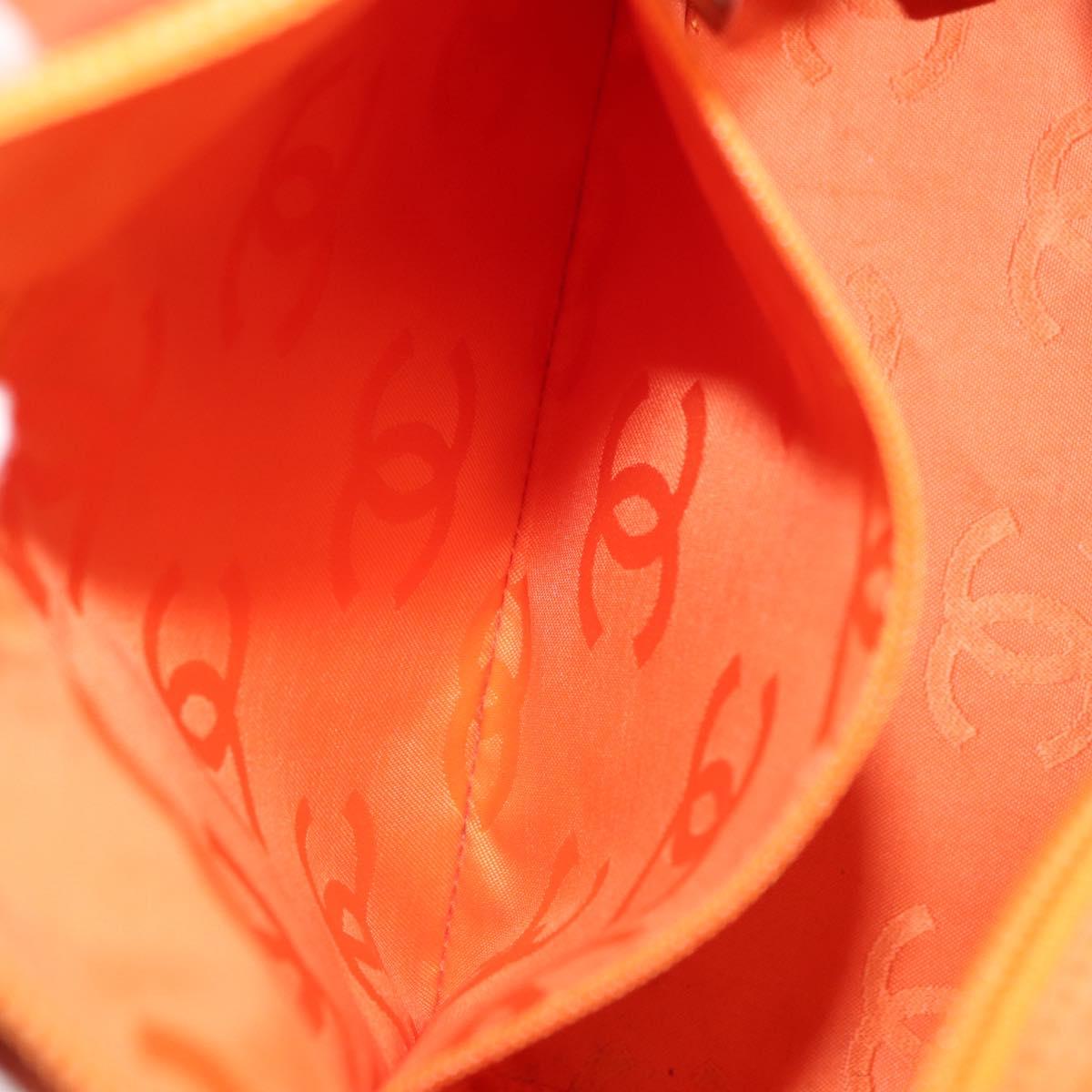 CHANEL Cambon Line Tote Bag Lamb Skin White Silver CC Auth 148211