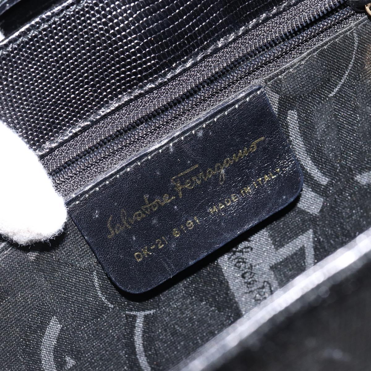 Salvatore Ferragamo Hand Bag Leather 2way Black Gold Auth 148212