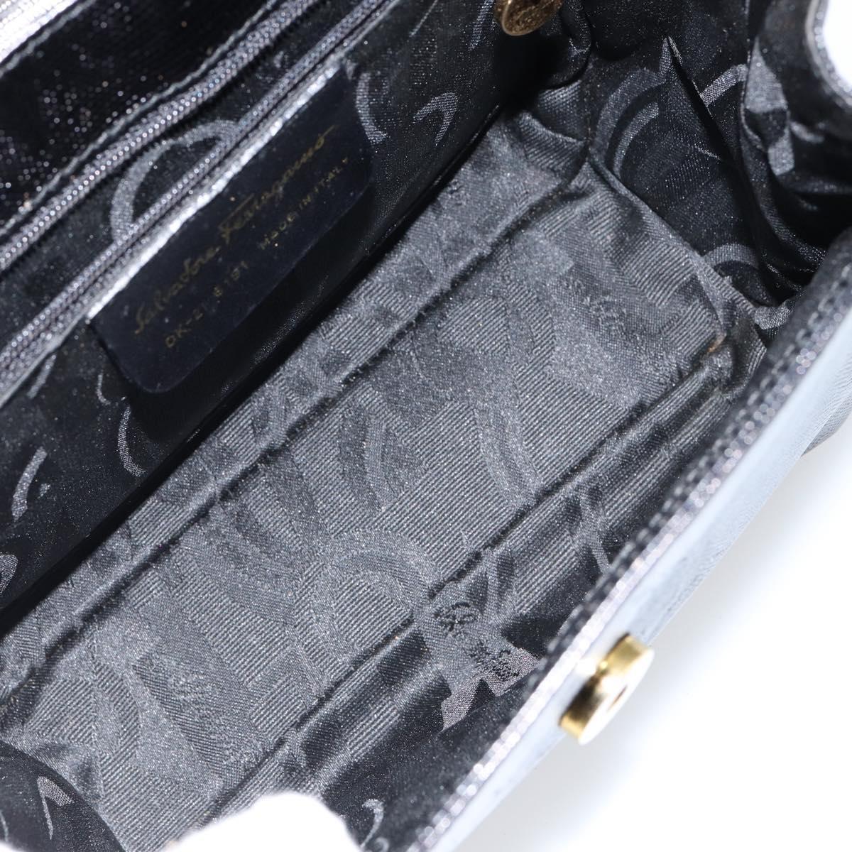 Salvatore Ferragamo Hand Bag Leather 2way Black Gold Auth 148212