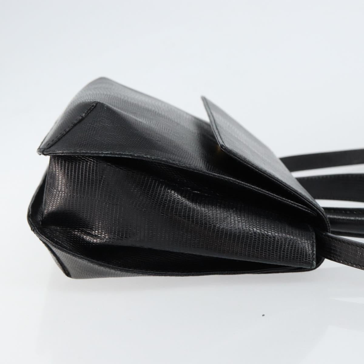 Salvatore Ferragamo Hand Bag Leather 2way Black Gold Auth 148212