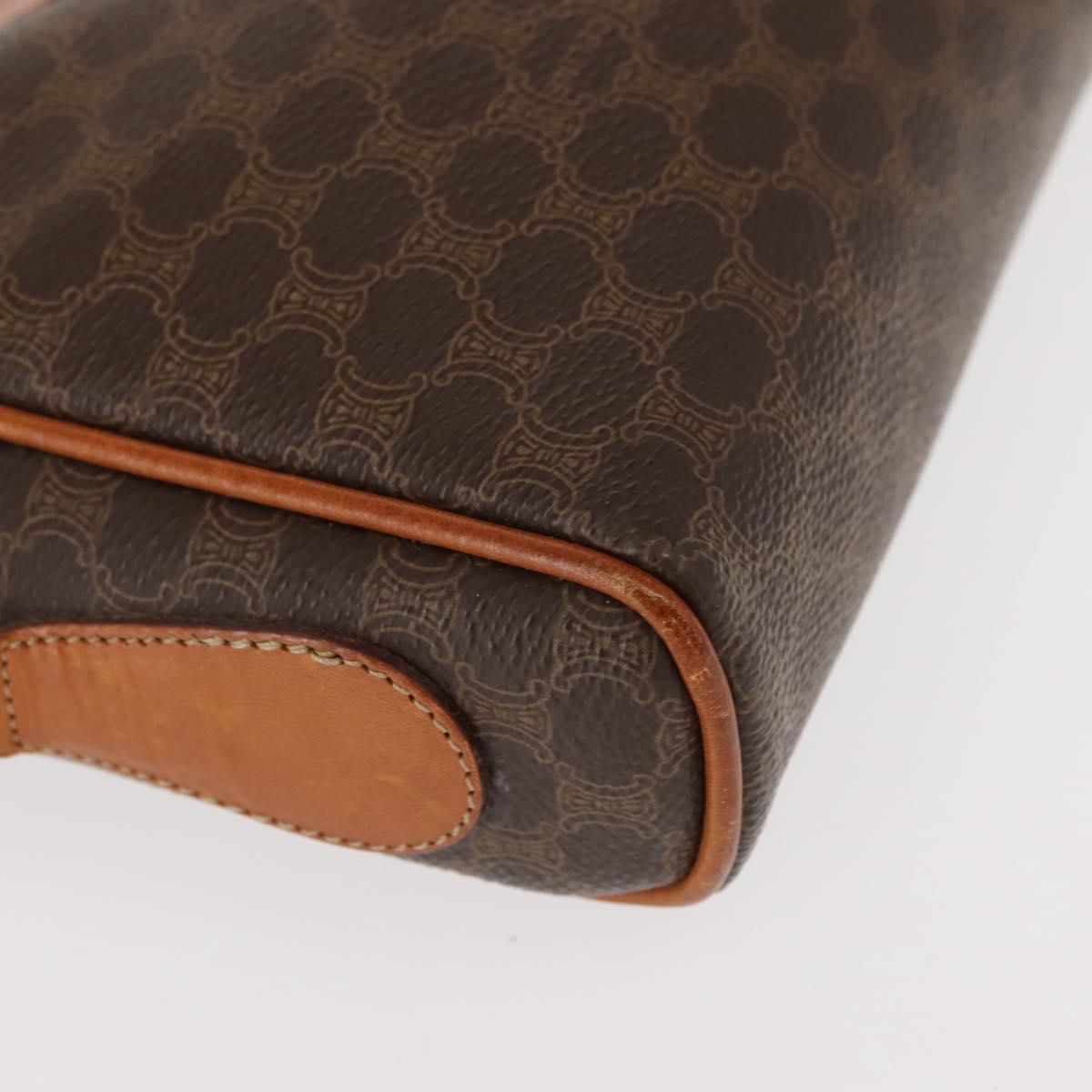 CELINE Macadam Canvas Shoulder Bag PVC Brown Gold Auth 148213