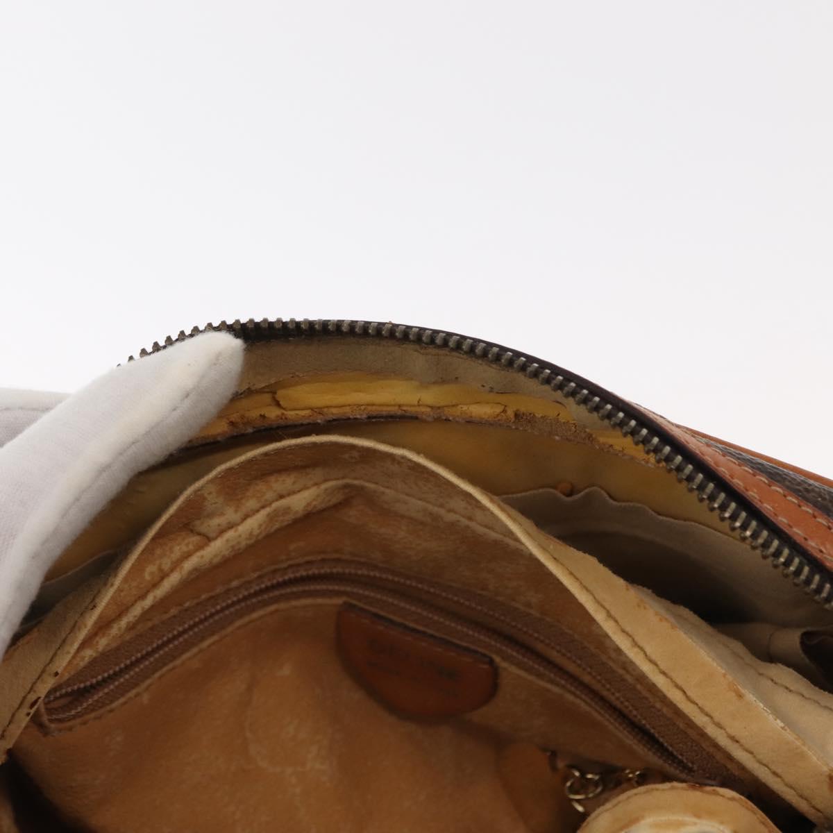 CELINE Macadam Canvas Shoulder Bag PVC Brown Gold Auth 148213