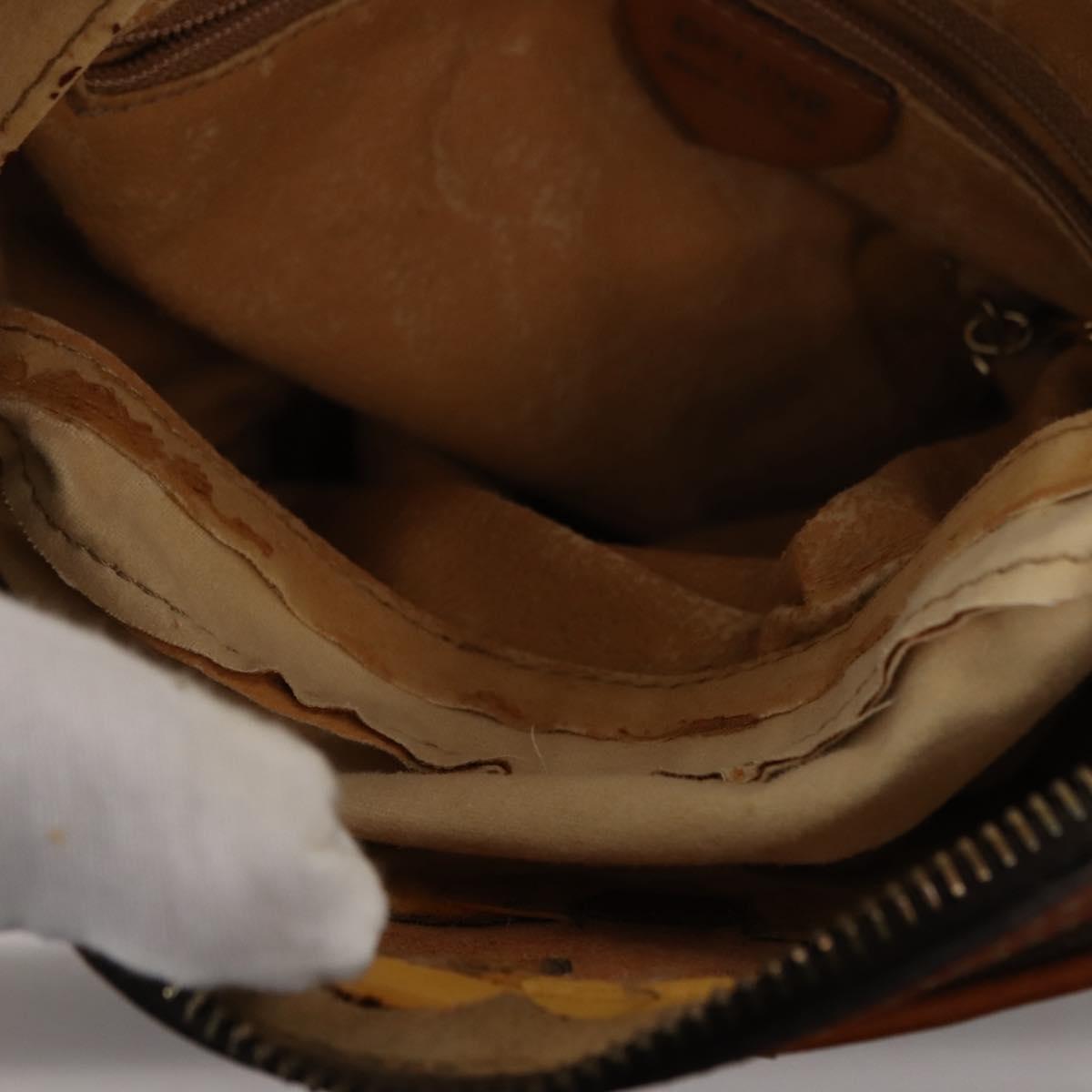 CELINE Macadam Canvas Shoulder Bag PVC Brown Gold Auth 148213