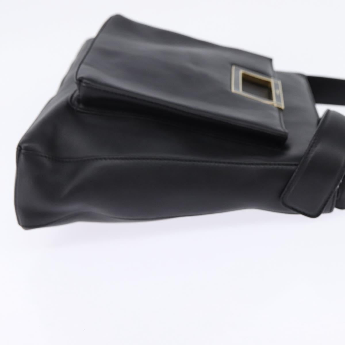 Salvatore Ferragamo Shoulder Bag Leather Black Gold Auth 148231