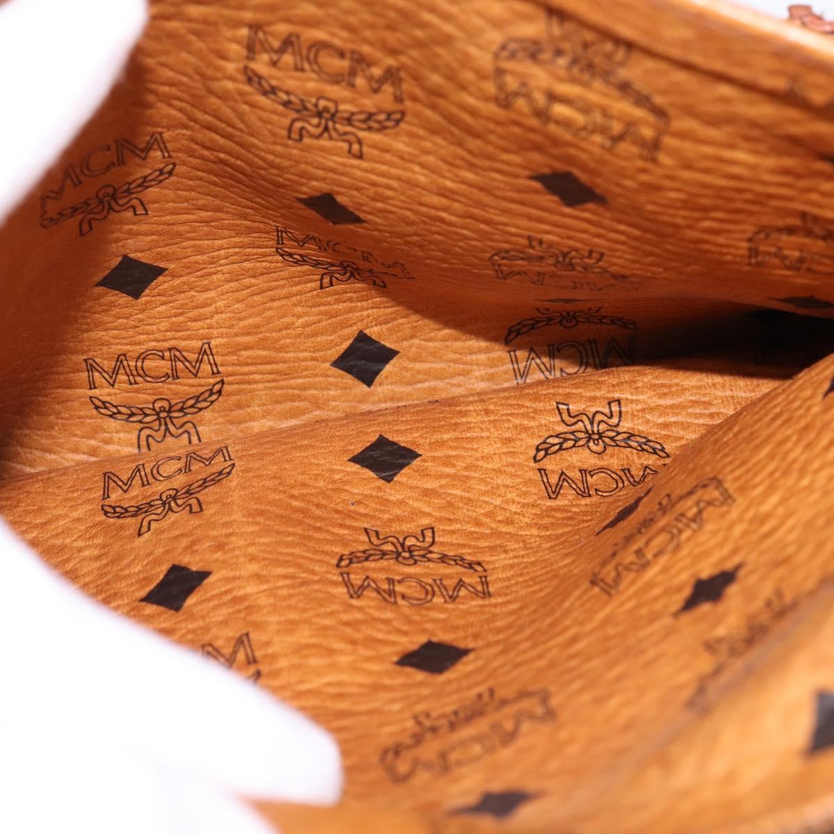 MCM Logogram Vicetos Boston Bag PVC 2way Brown Gold Auth 148233